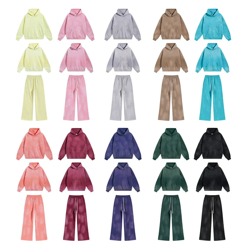 Trendy Ink-Splash Hoodie Set